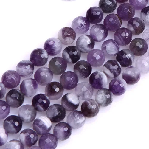 JOE FOREMAN Cuentas de amatista para hacer joyas, piedras preciosas naturales, semipreciosas, redondas, color mixto, 15 pulgadas, Piedra facetado