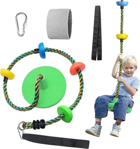 Columpio de árbol para niños, patio trasero, cuerda de un solo disco, asiento de columpio para árbol interior y exterior, juego de accesorios con