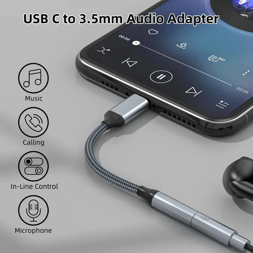Miniatura 2 de TIPSEAN Adaptador USB C a 3.5mm Jack de Auriculares (Paquete de 2), Cable Dongle de Audio Aux USB-C para iPhone 17 Pro Max/17 Pro, 16/15 Pro Max