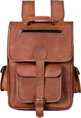Miniatura 2 de cuero Mochila vintage de cuero de grano completo para laptop, mochila hecha a mano, calidad premium y encanto clásico, mochila de cuero para hombres