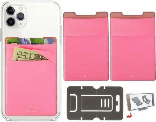 Miniatura 24 de Cartera para tarjetas de teléfono con bloqueo RFID, doble bolsillo seguro, ultradelgada, autoadhesiva, funda para tarjetas de crédito, calcomanía