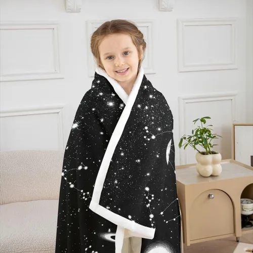 Miniatura 4 de Erosebridal Galaxy Fleece Blanket 40x50 Constellation Fuzzy Plush Throw for Sofa Couch Black Nebula Stars Sherpa Blanket Outer Space Starry Sky