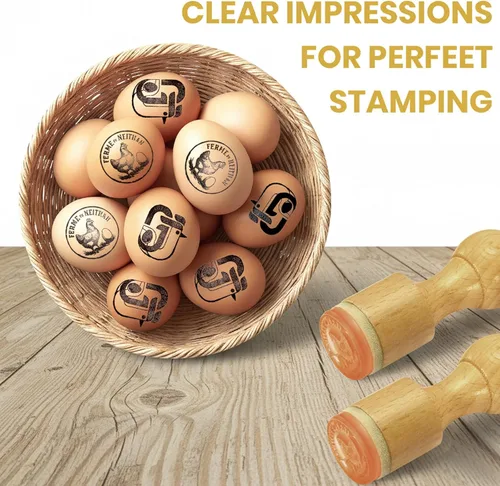 Miniatura 4 de Sello de huevo personalizado – Sellos personalizados de marca de huevos con almohadilla de tinta para huevos frescos de granja, marcadores de huevos