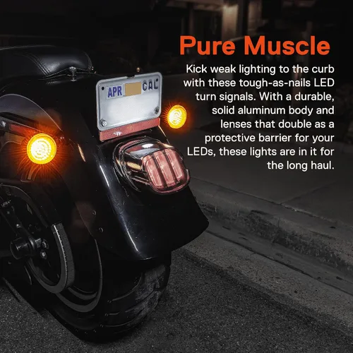 Miniatura 6 de TRUE MODS 2" 1156 Luz trasera LED anaranjada de señal de giro para Harley Davidson [Juego de par] [Acabado negro] [Estilo bala] Para Harley
