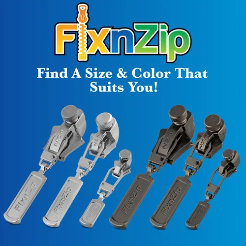 Miniatura 7 de FixNZip Paquete de reparación de cremallera de níquel negro pequeño, mediano y grande Reemplazo universal sin costuras deslizante para todas