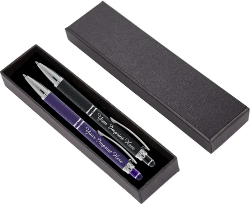 Miniatura 7 de ExpressDesigns™ - Set de regalo de bolígrafos personalizados - Paquete de 2 bolígrafos de metal suave al tacto con caja de regalo - Bolígrafo