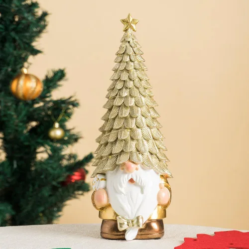 Miniatura 4 de Figura de gnomo caprichoso de 11.4 pulgadas, decoración de sombrero de árbol brillante, acento acogedor para el hogar y el patio para todos los días