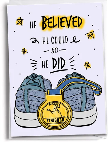 Miniatura 32 de Felicitaciones por terminar una tarjeta de felicitación de maratón 26.2 Millas Inspirado en correr