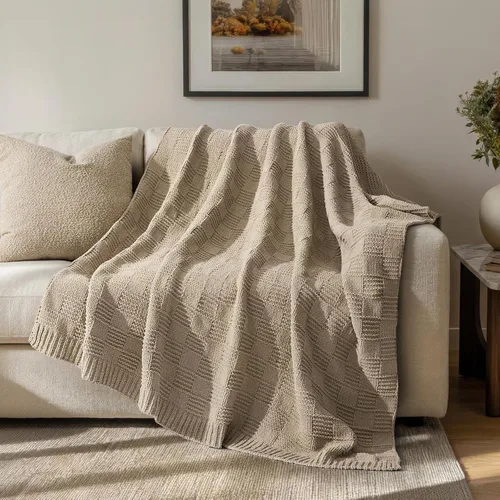 Miniatura 10 de EVERGRACEHOME Manta de punto de chenilla gruesa para sofá, suaves y lujosas mantas de punto con punto musgo para cama, acogedoras mantas decorativas