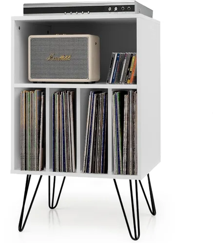 Miniatura 11 de Tangkula Record Player Stand, Turntable Stand with Metal Legs, Vinyl Record Storage Cabinet w/ 5 Open Shelves Holds up to 150 Albums for Living Room