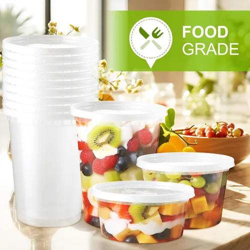 Miniatura 4 de NEEBAKE Juego de 60 contenedores de delicatessen con tapas: [8 onzas 16 onzas] Paquete combo de recipientes de almacenamiento de alimentos, Paquete