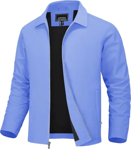 Miniatura 14 de MAGNIVIT Chaquetas ligeras para hombre, cortavientos ligeros, con cremallera completa, elegante, abrigo de golf, negocios, trabajo, vestido casual