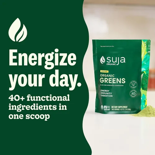 Miniatura 2 de Suja Organic Greens - Mezcla probiótica en polvo, espirulina, bebida diaria de superalimentos o mezcla de batidos para apoyo inmunológico, digestión