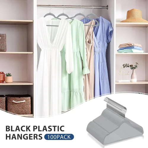 Miniatura 2 de SUPER DEAL Paquete de 100 perchas de terciopelo de alta calidad, delgadas, antideslizantes, con muescas para trajes, abrigos, pantalones, vestido