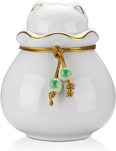 Miniatura 12 de SOITIS Urna conmemorativa para mascotas para cenizas de gato o perro, 3.54 x 3.15 pulgadas, elegante recuerdo de cerámica con tapa en forma de gato