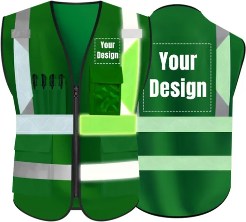 Miniatura 34 de Chaleco de seguridad de alta visibilidad Personaliza tu logotipo chaleco de seguridad protector, Amarillo