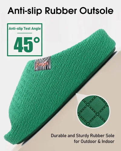 Miniatura 7 de Pantuflas suaves para mujer con espuma viscoelástica de dos tonos para dormitorio, zapatos de casa con suela de goma para interiores