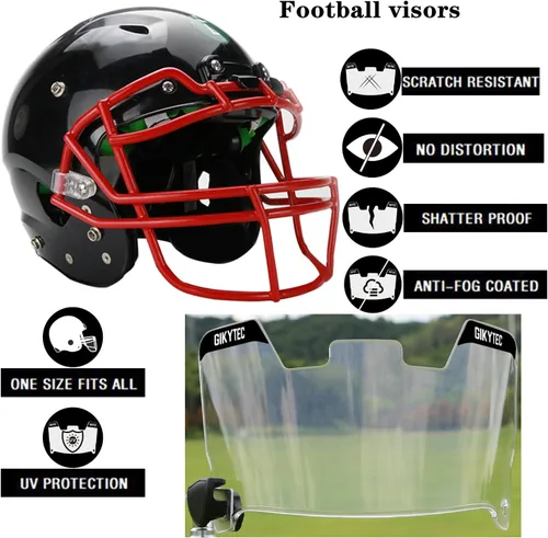 Miniatura 2 de Visera de fútbol para casco de fútbol, resistente a los arañazos, bloqueo UV, visera de protección facial para jóvenes y adultos Transparente