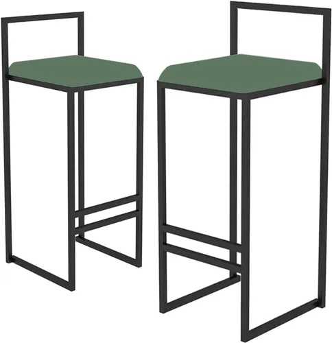 Juego de 2 taburetes de bar de diseño industrial con estructura y respaldo de acero negro, altura ajustable, para cocina y comedor, elegantes sillas