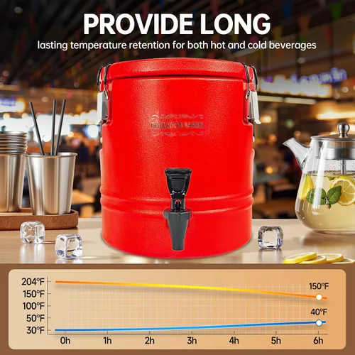 Miniatura 4 de Dispensador de bebidas aislado de 12 litros, dispensador de bebidas frías y calientes con interior de acero inoxidable 304, enfriador de agua