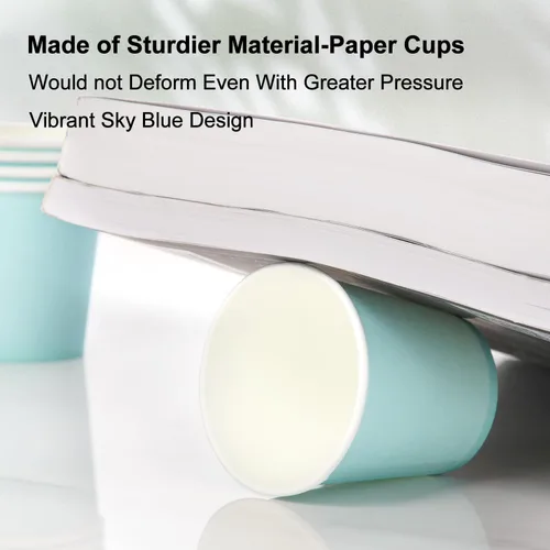 Miniatura 3 de AOZITA Paquete de 700 vasos de papel de 3 onzas, vasos de enjuague bucal azul cielo, vasos de baño desechables, tazas de espresso, vasos de papel