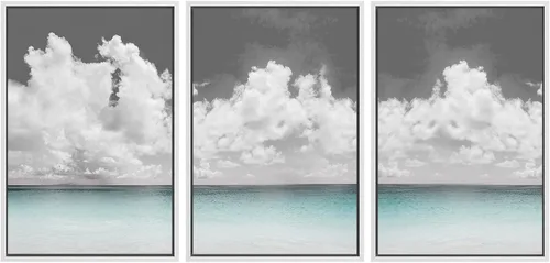 Miniatura 8 de SIGNWIN Lienzo enmarcado para pared, juego de arte de puesta de sol, horizonte, cielo, paisaje, fotografía, arte moderno, paisaje, relajante