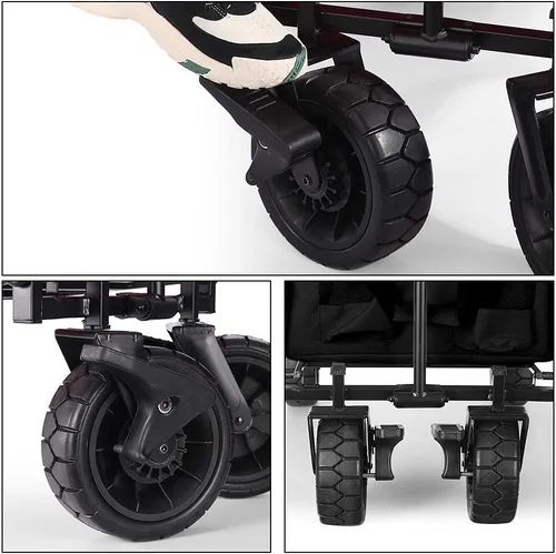 Miniatura 4 de WHITSUNDAY - Carro plegable para jardín al aire libre, parque utilitario, para picnic, con rodamiento y freno, ruedas todo terreno de 8 pulgadas