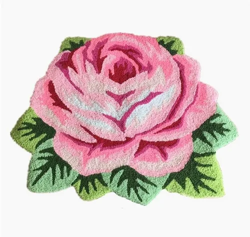 Miniatura 7 de Judy Dre am Alfombra de área con forma de flor de rosa azul para baño, cocina, dormitorio, alfombras de inodoro lavables de felpa, alfombra de baño