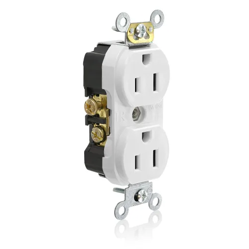 Miniatura 3 de Leviton Receptáculo dúplex resistente, 15 amperios, 125 voltios, cable lateral, grado de especificaciones comerciales, sin abrazaderas, Negro