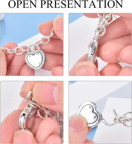 Miniatura 7 de ONEFINITY Pulsera de urnas para cenizas humanas con cierre de corazón dije de urna y cenizas pulsera de plata de ley 925 pulsera de recuerdo