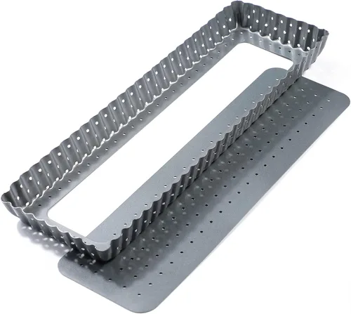 Miniatura 2 de Webake Sartén para tartas con parte inferior extraíble, sartén rectangular de 14 pulgadas para quiche perforada, bandeja antiadherente para hornear