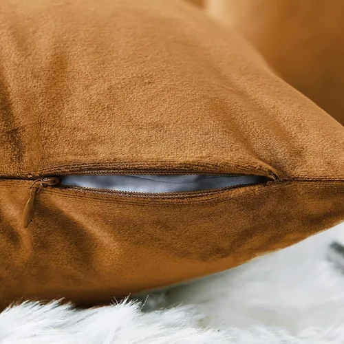 Miniatura 3 de Lazzzy Fundas de almohada de terciopelo marrón de 18 x 18 pulgadas, fundas de almohada decorativas para sofá, cama, sofá, silla, funda de cojín