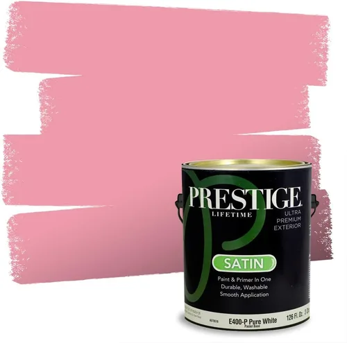 Miniatura 270 de Prestige Paints E100-T-SW6591 Pintura exterior e imprimación en uno, 1 galón, plano, combinación comparable de Sherwin Williams Amaryllis, 1 galón