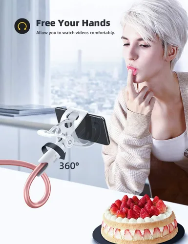Miniatura 2 de Lamicall Soporte para teléfono de cama con cuello de cisne - Clip de abrazadera para teléfono celular para escritorio, cabecera flexible de brazo