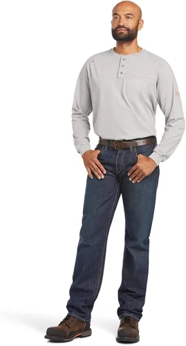 Miniatura 9 de Ariat FR M3 - Pantalones de mezclilla rectos apilables y holgados para hombre, resistentes al fuego, Flint