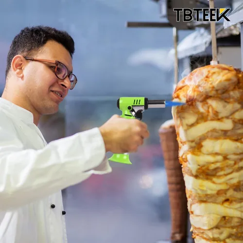 Miniatura 6 de TBTeek - Soplete de butano, encendedor de cocina de operación con una sola mano y llama ajustable para asar, hornear y soldar