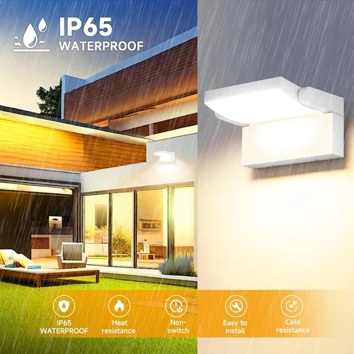 Miniatura 2 de 3Pack de luces de pared LED para exterior de 40W, luces de inundación blancas de 350° de rotación, lámpara de iluminación exterior comercial