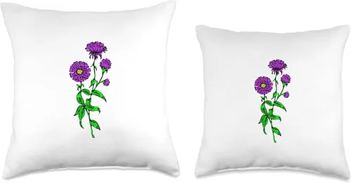 Miniatura 3 de Aster Floral Image Aster - Almohada gráfica de flores moradas, 16 x 16 pulgadas, multicolor