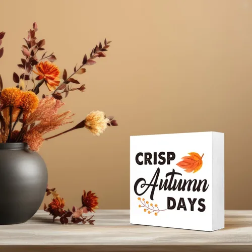 Miniatura 6 de Decoración de escritorio de otoño, letrero de madera de días de otoño nítidos, letrero de bloque de madera de otoño, decoraciones de otoño
