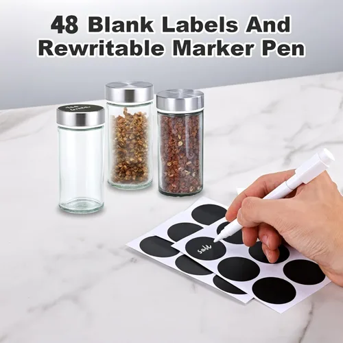 Miniatura 4 de Organizador y almacenamiento de especias - Estante vertical para especias con tarros - Especieros para cocina moderna Plata-20 tarros