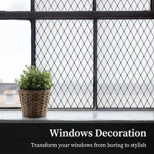 Miniatura 5 de Película para ventana, tinte de vidrio esmerilado, bloque solar de celosía negra, 17.3 x 78.7 pulgadas