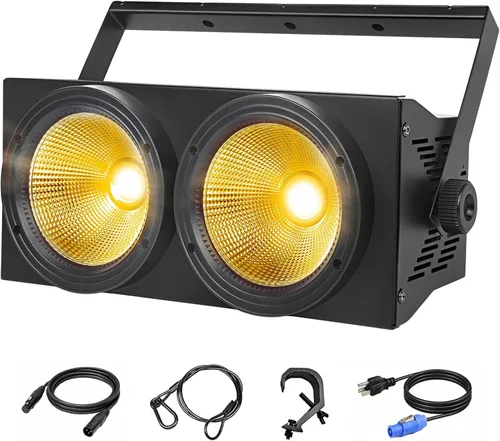 Miniatura 10 de MAD OWL Luces LED de 200 W, 2 ojos fríos y blancos cálidos, control DMX, activación de sonido, estroboscópico COB para teatro, iglesia, eventos
