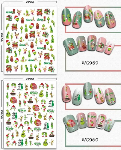 Miniatura 4 de Calcomanías de arte de uñas 3D de Navidad, calcomanías autoadhesivas para árbol de Navidad para diseños de invierno navideño, decoración
