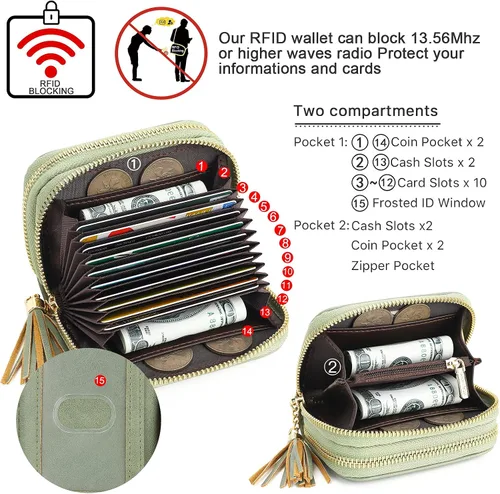 Miniatura 3 de APHISON RFID - Porta tarjeta de crédito con cremallera carteras pequeñas para mujer en cuero estilo girasol para mujer y niña caja de regalo 1927