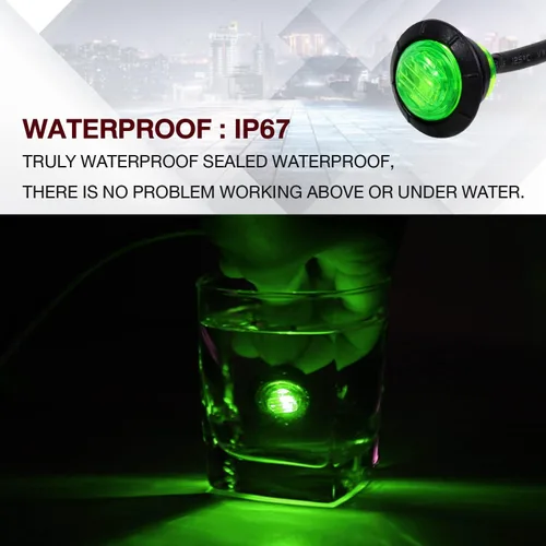 Miniatura 6 de TMH 100 luces indicadoras laterales redondas de 3/4 pulgadas, 3 luces LED de 12 V CC (verde (100 unidades)