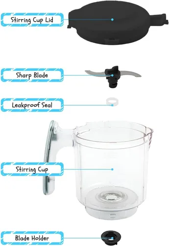Miniatura 2 de Taza y cuchilla de repuesto con cesta de vapor para máquina de alimentos EVLA'S Baby - Gris oscuro