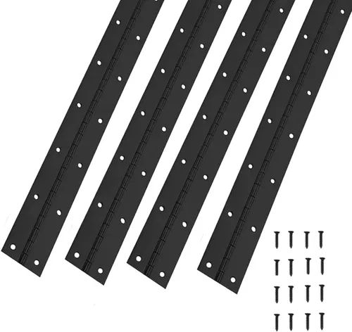 Miniatura 10 de 2 bisagras de piano resistentes, 8 pulgadas, 304 bisagras negras continuas y de piano, 0.05 pulgadas de grosor, 1.2 pulgadas de ancho abierto, ideal