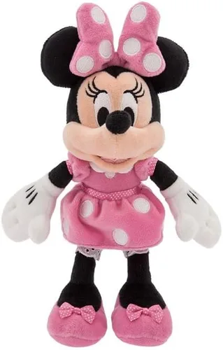 Disney Store Mini Peluches Oficiales con Relleno de Frijoles – Minnie Mouse – Vestido Rosa – Adorable Animal de Peluche con Escultura Detallada,