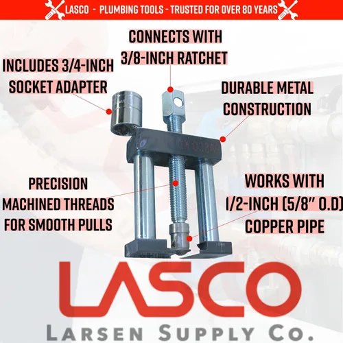 Miniatura 2 de LASCO 13-2708 Extractor de manguito de compresión para tubo de cobre de 1/2 pulgada (5/8 OD)