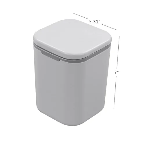 Miniatura 2 de Morcte - Cubo de basura pequeño de 0.5 galones, mini bote de basura gris para escritorio Mini papelera de escritorio, tapa de botón